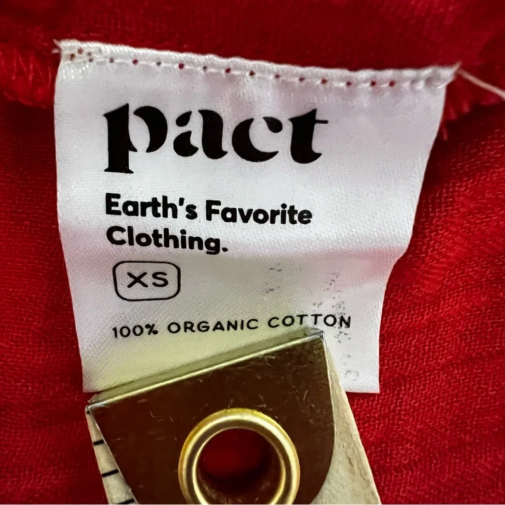 Pact Coastal Double Gauze Belted Jumpsuit Organic Cotton Red XS NWOT - Picture 13 of 16